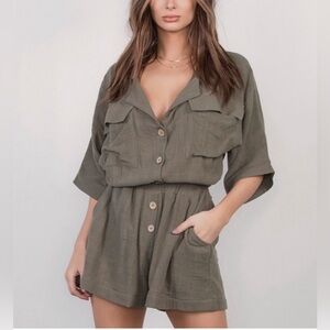 Malibu Bum Olive Green Romper